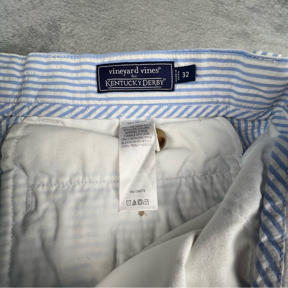 Vineyard Vines Kentucky Derby Seersucker Shorts Men’s 32 Whales Blue Stripe - Picture 7 of 9